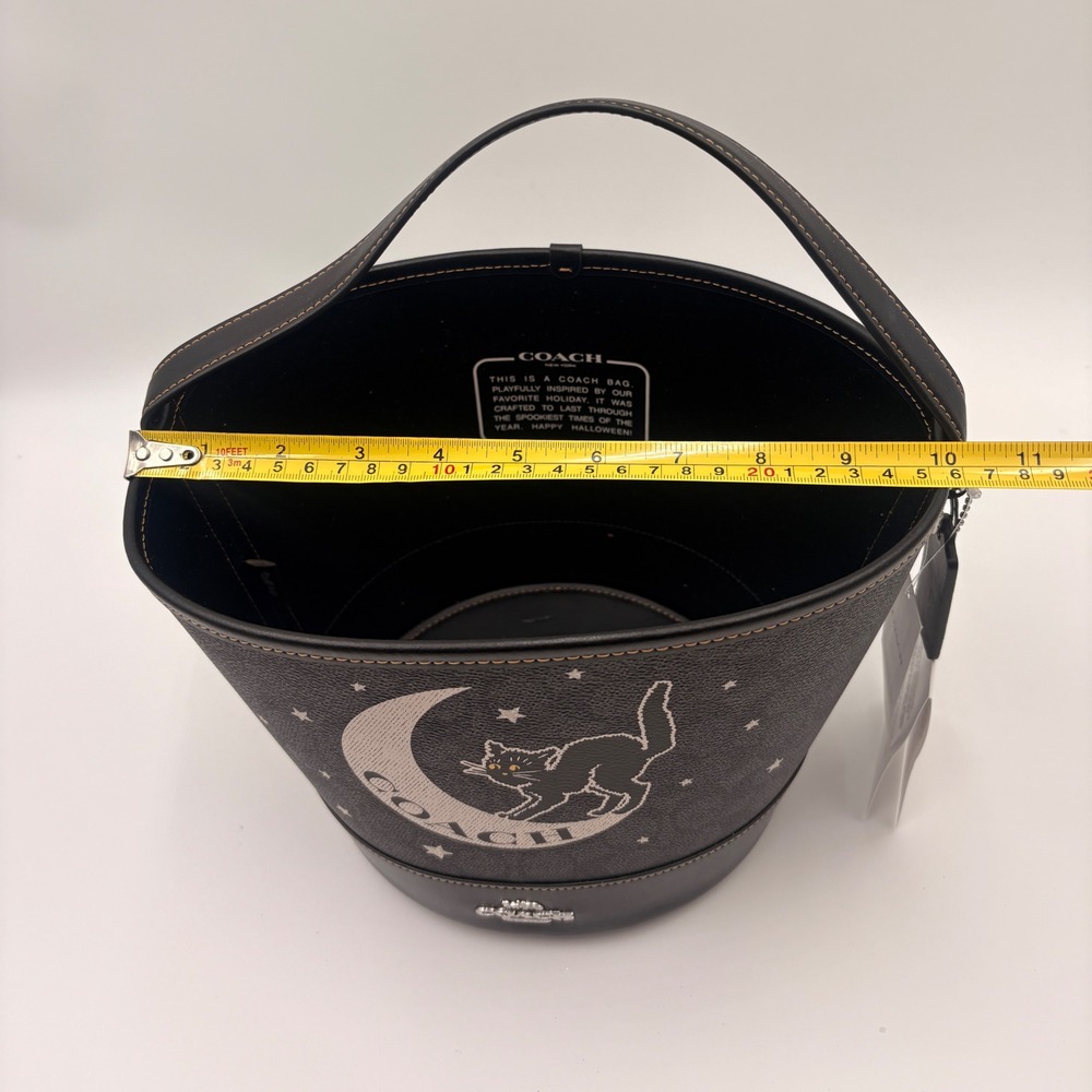 Coach Halloween Black Cat Moon Signature Bucket Bag Trick or Treat Pail - Picture 6 of 16